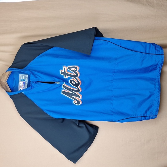New York Mets Cool Base Blue Quarter Zip Jacket Removable Sleeves 3XL - Picture 6 of 11